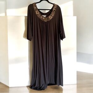 ULLA POPKEN Brown Peasant Midi Dress